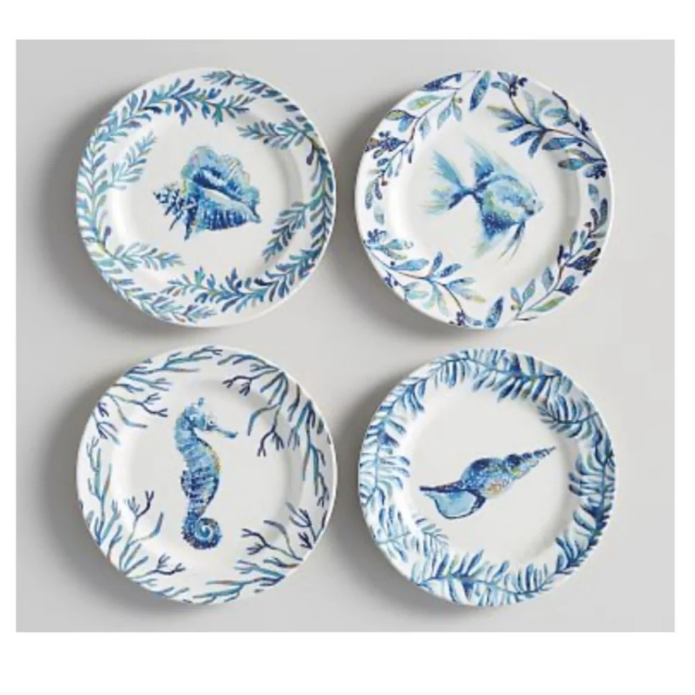 Pottery Barn Set of 6 Melamine Bermuda Salad Plates